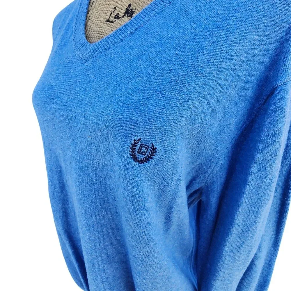 Chaps Cotton Cashmere Blue V Neck Sweater Pullover Men’s Large‎ Classic